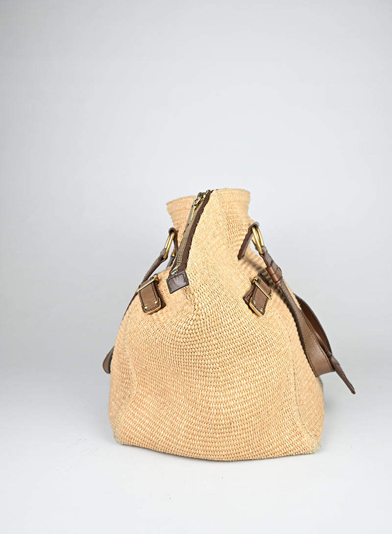 Saint Laurent Borsa Downtown in rafia beige