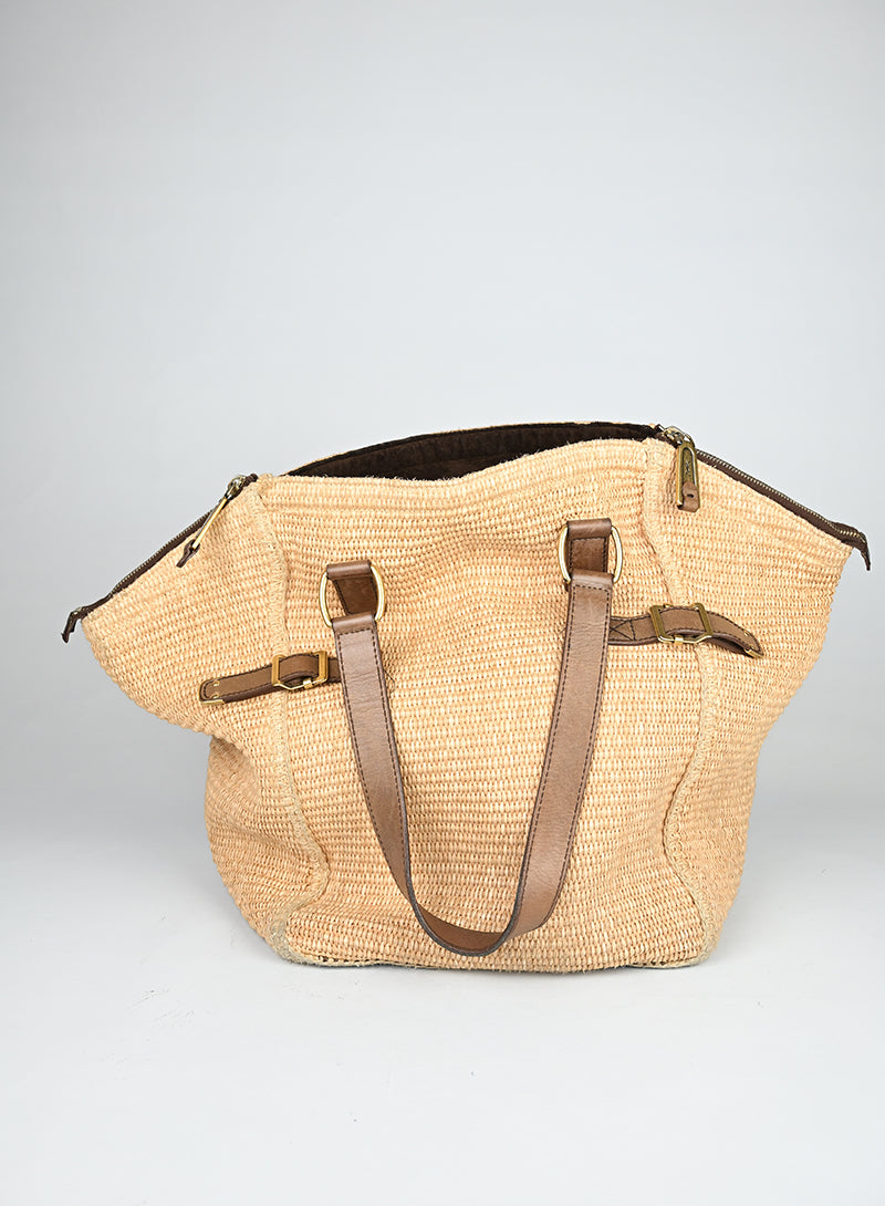 Saint Laurent Borsa Downtown in rafia beige