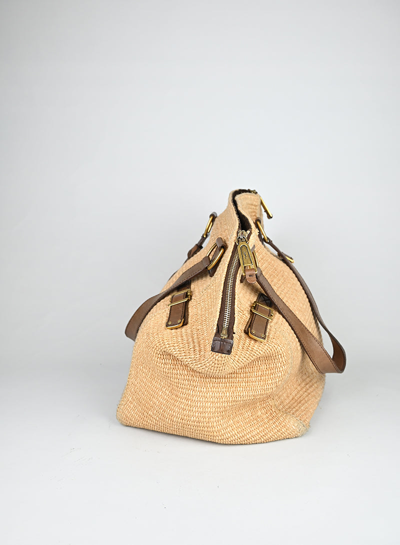 Saint Laurent Borsa Downtown in rafia beige