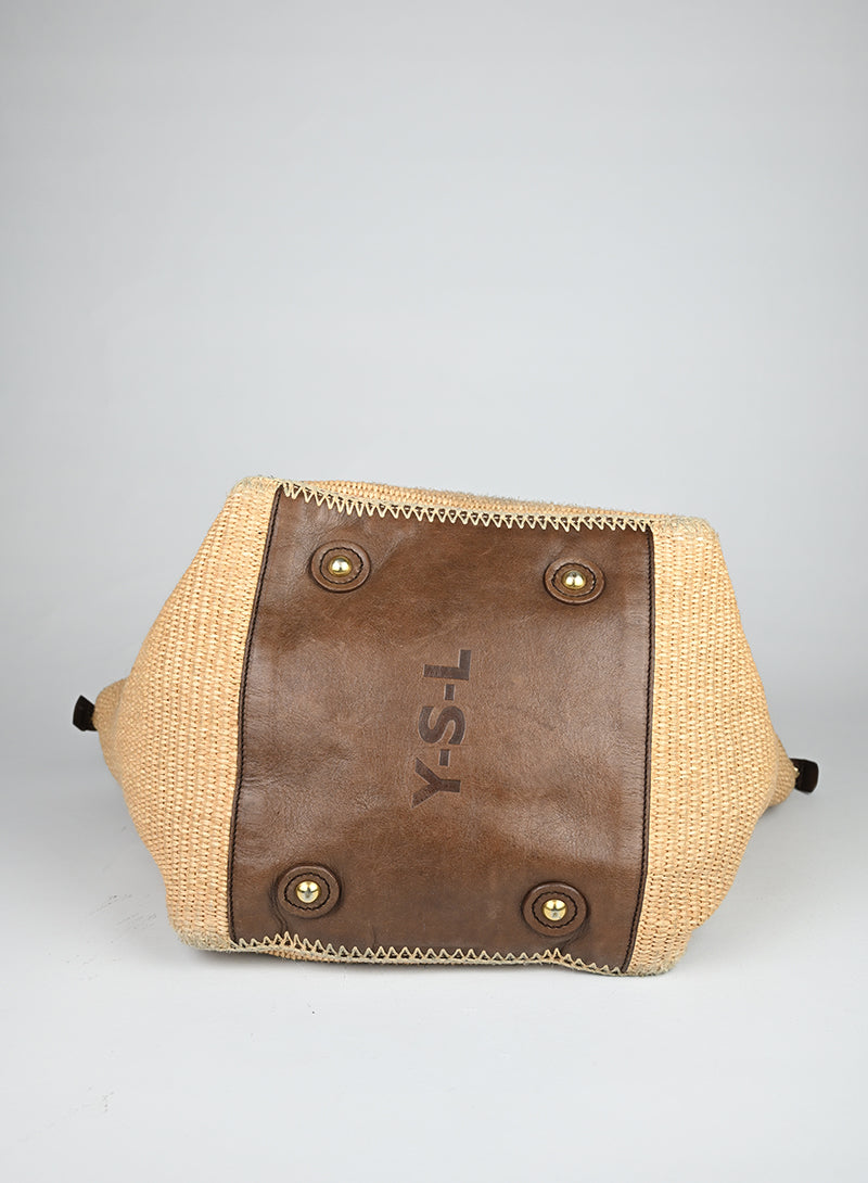 Saint Laurent Borsa Downtown in rafia beige