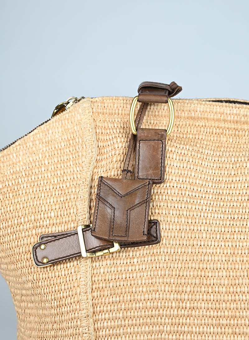 Saint Laurent Borsa Downtown in rafia beige