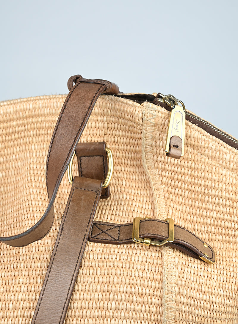Saint Laurent Borsa Downtown in rafia beige