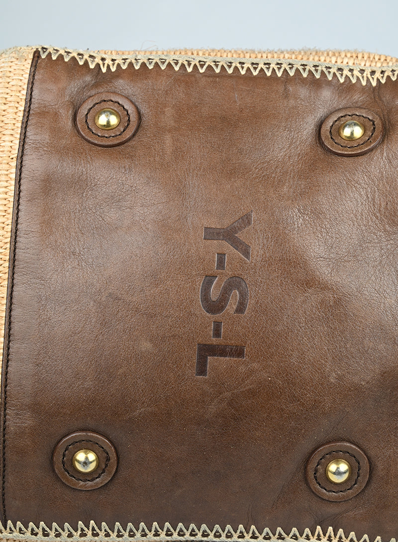 Saint Laurent Borsa Downtown in rafia beige
