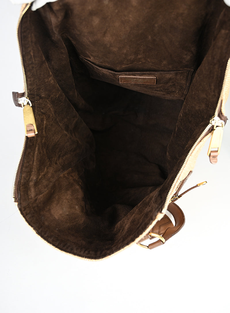 Saint Laurent Borsa Downtown in rafia beige