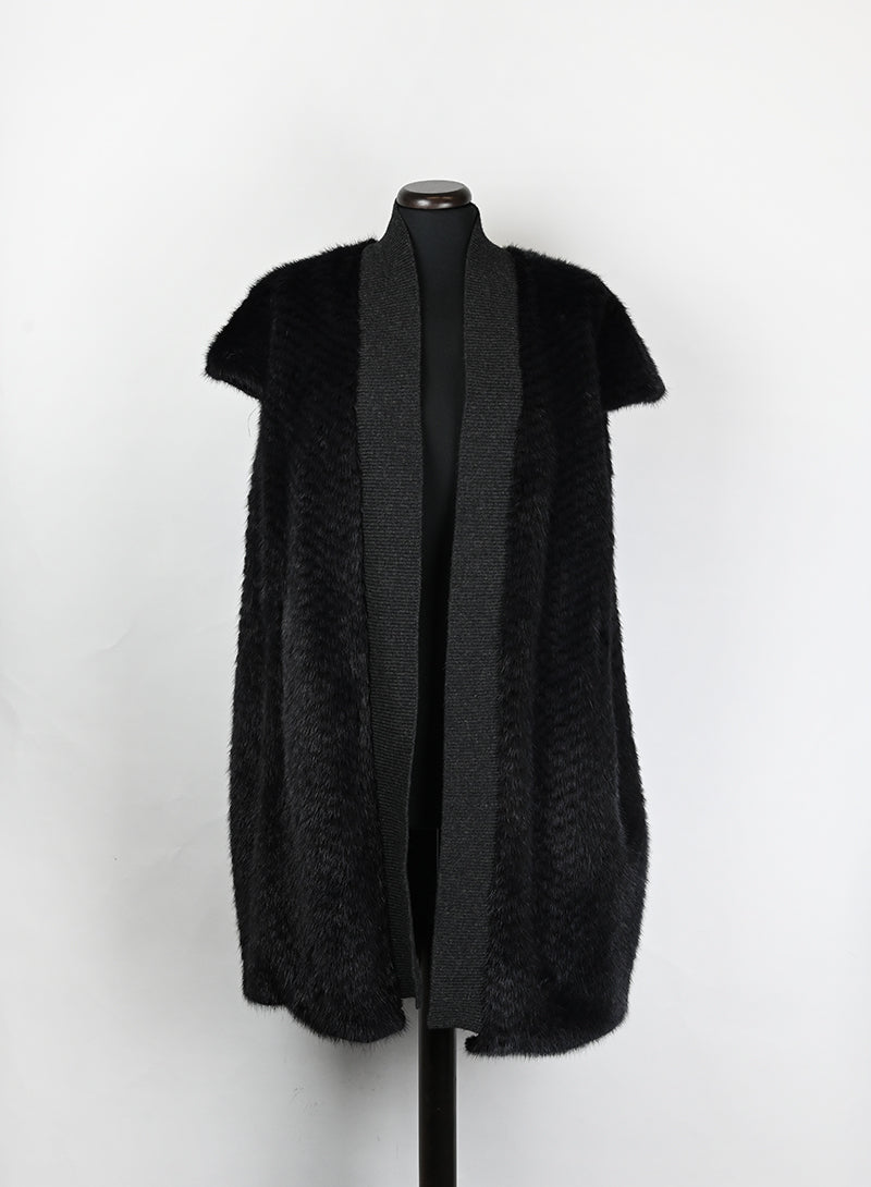 Yves Salomon Gilet in visone nero - Tg. 42