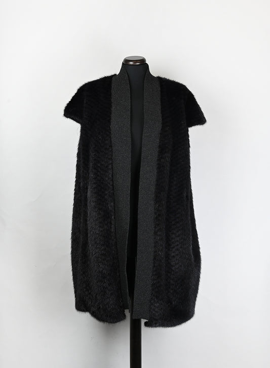 Yves Salomon Gilet in visone nero - Tg. 42