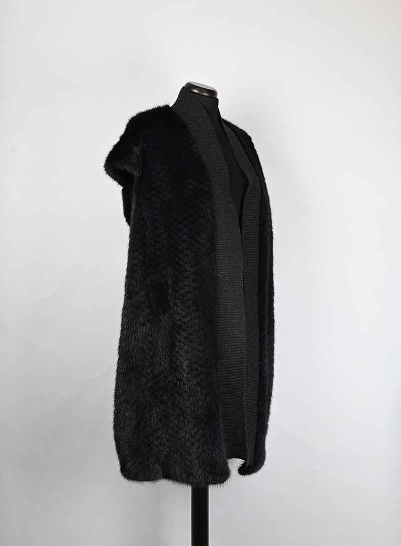 Yves Salomon Gilet in visone nero - Tg. 42