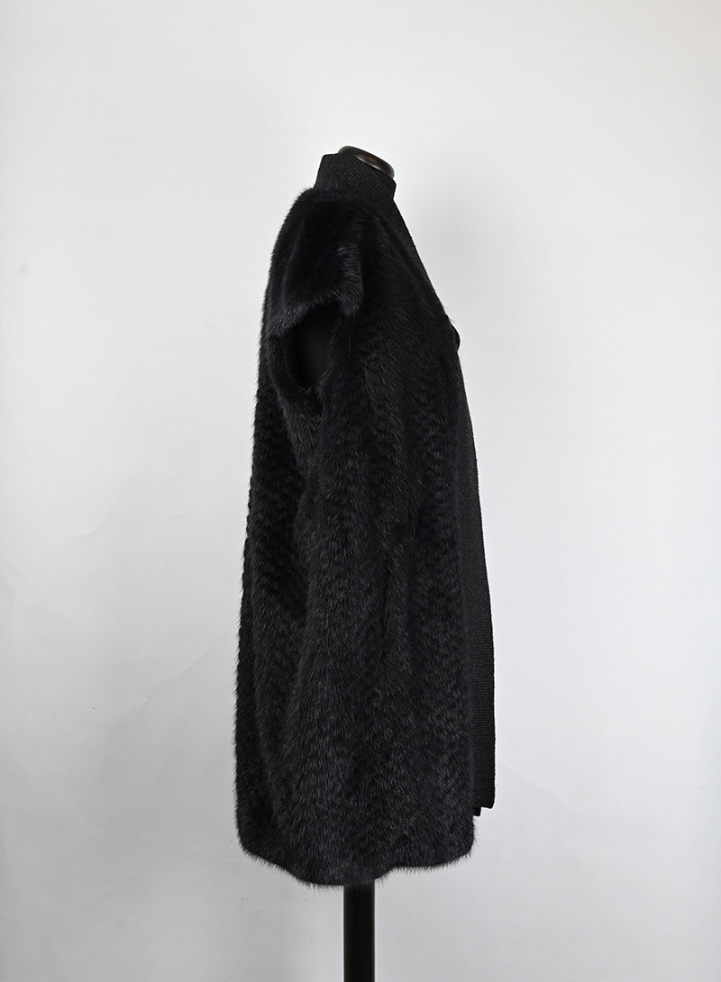 Yves Salomon Gilet in visone nero - Tg. 42