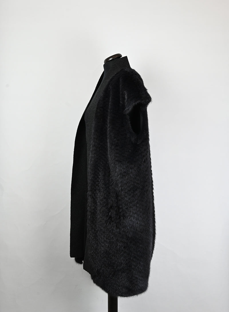 Yves Salomon Gilet in visone nero - Tg. 42
