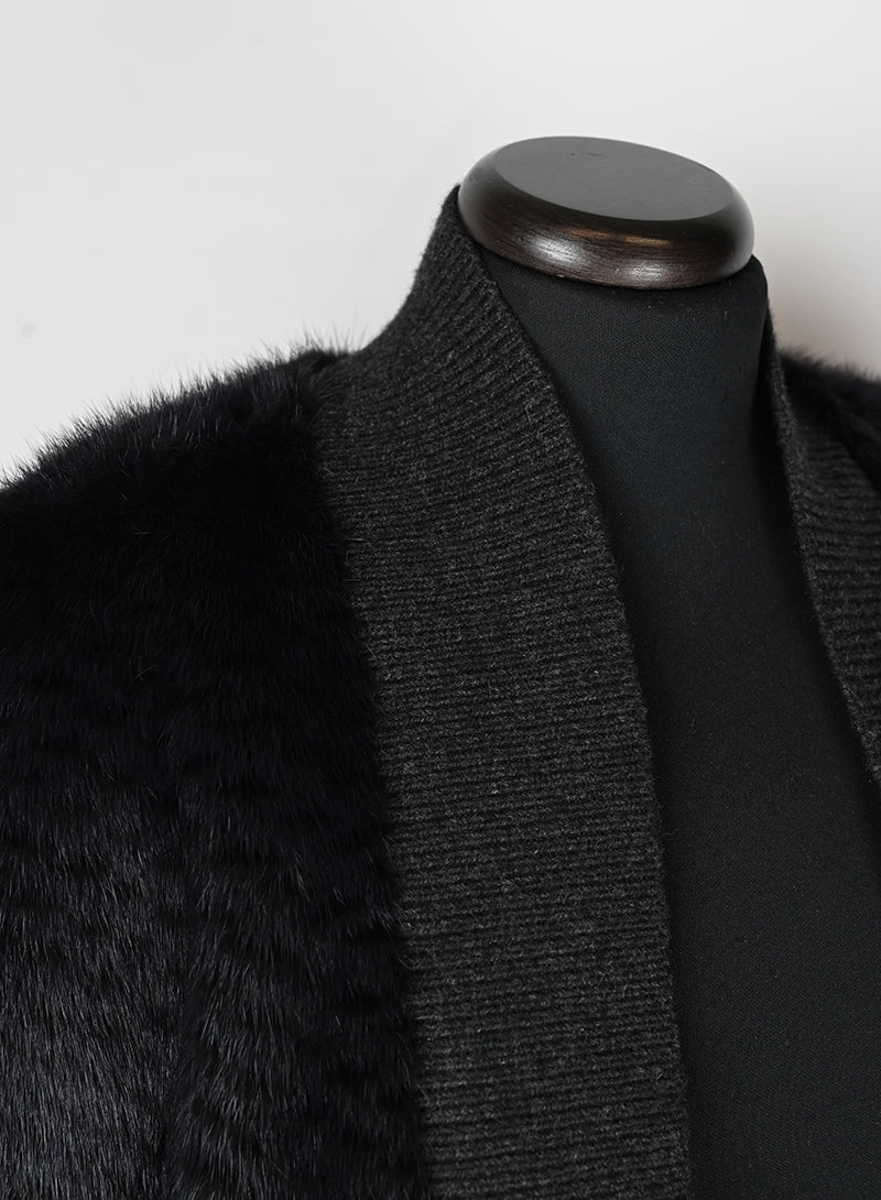 Yves Salomon Gilet in visone nero - Tg. 42