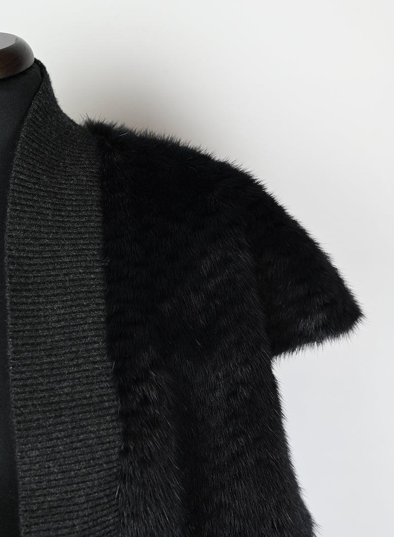 Yves Salomon Gilet in visone nero - Tg. 42