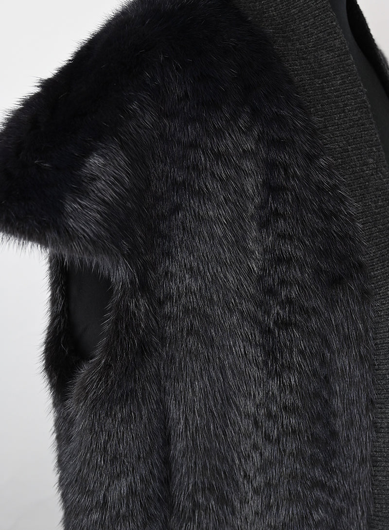 Yves Salomon Gilet in visone nero - Tg. 42