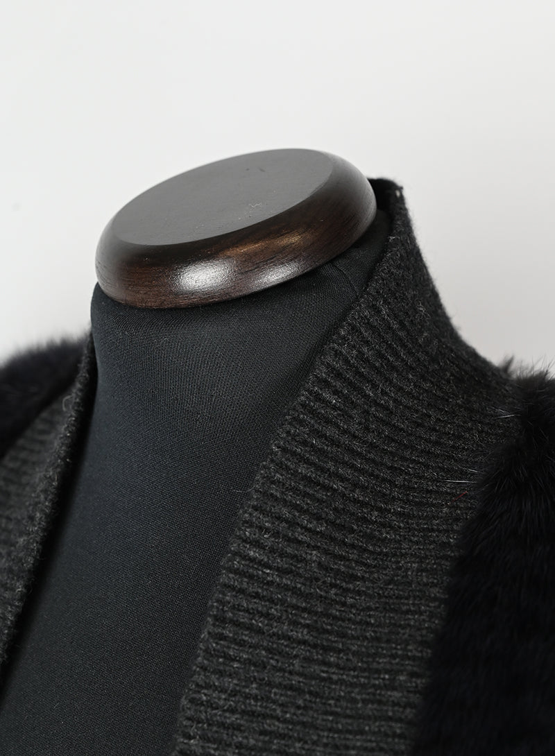 Yves Salomon Gilet in visone nero - Tg. 42