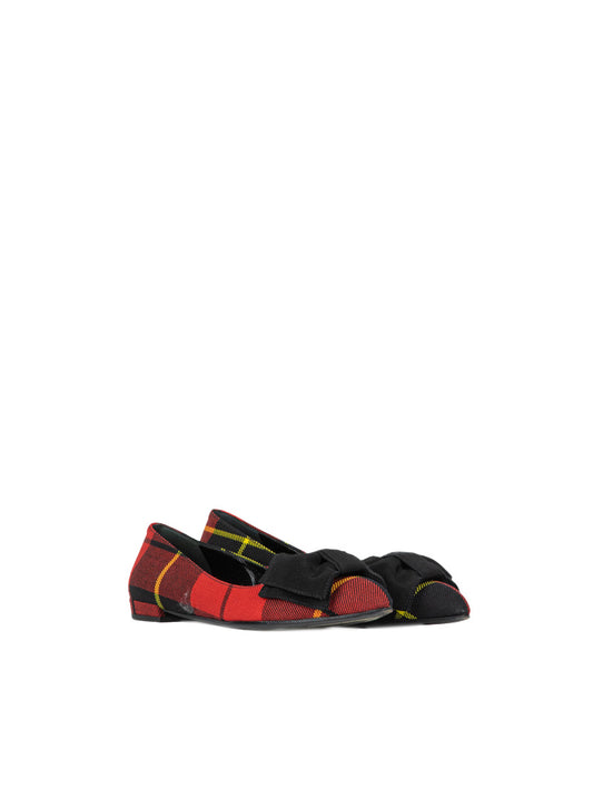 Prada Ballerine in tartan rosso con fiocco - N. 36 ½