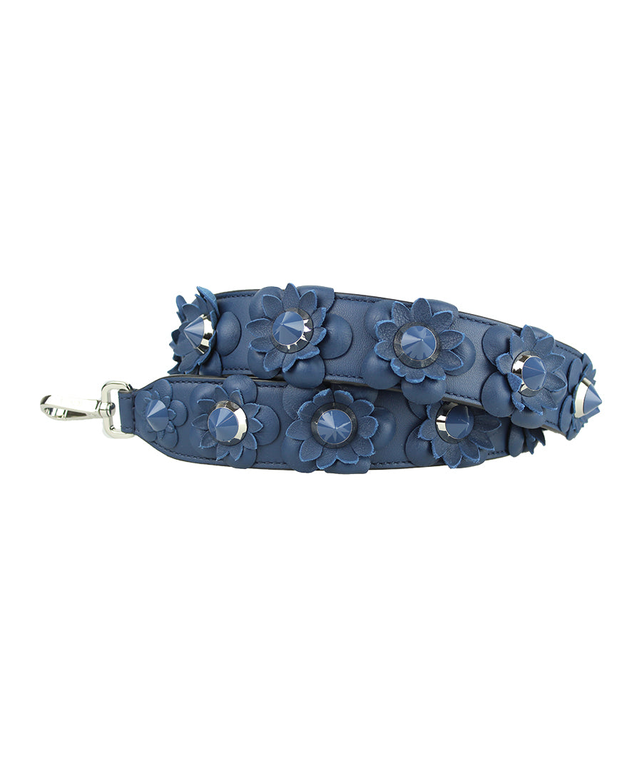 Fendi Shoulder bag strap in blue leather with flowers