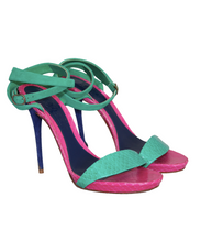 Load image into Gallery viewer, Alexander Mc Queen Sandali in camoscio verdi e fucsia - N. 39 -  lesleyluxuryvintage
