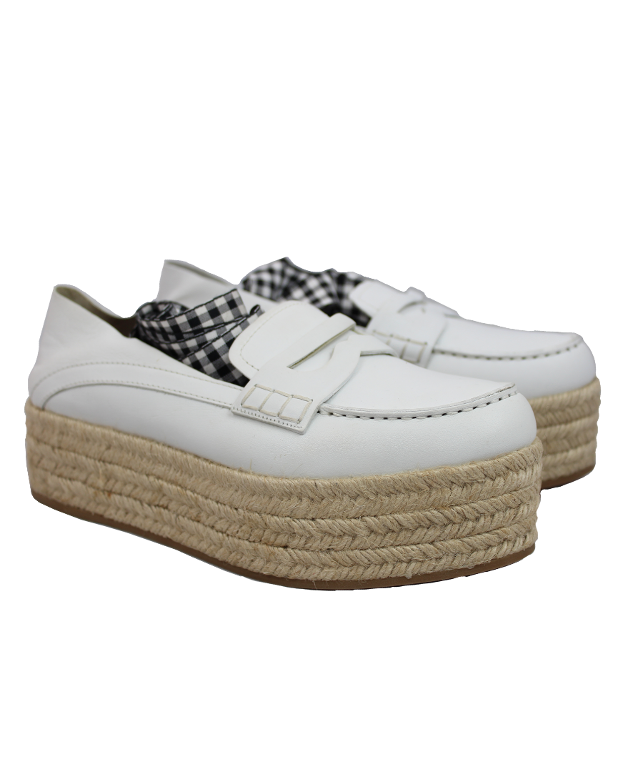 Miu Miu Scarpe Espadrillas platform in pelle bianca con lacci - N. 38 -  lesleyluxuryvintage