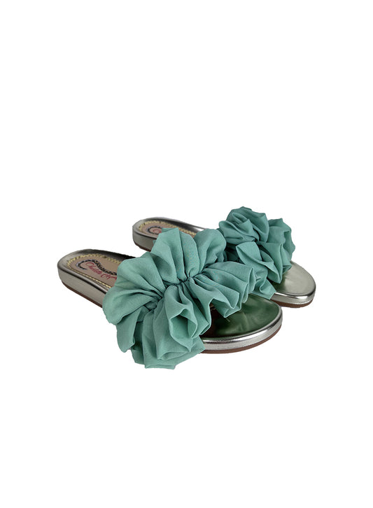 Charlotte Olympia Slippers with aqua green ruffles - N. 39