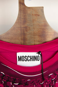Moschino T-shirt Fucsia stampa logo e catene - Tg. L -  lesleyluxuryvintage