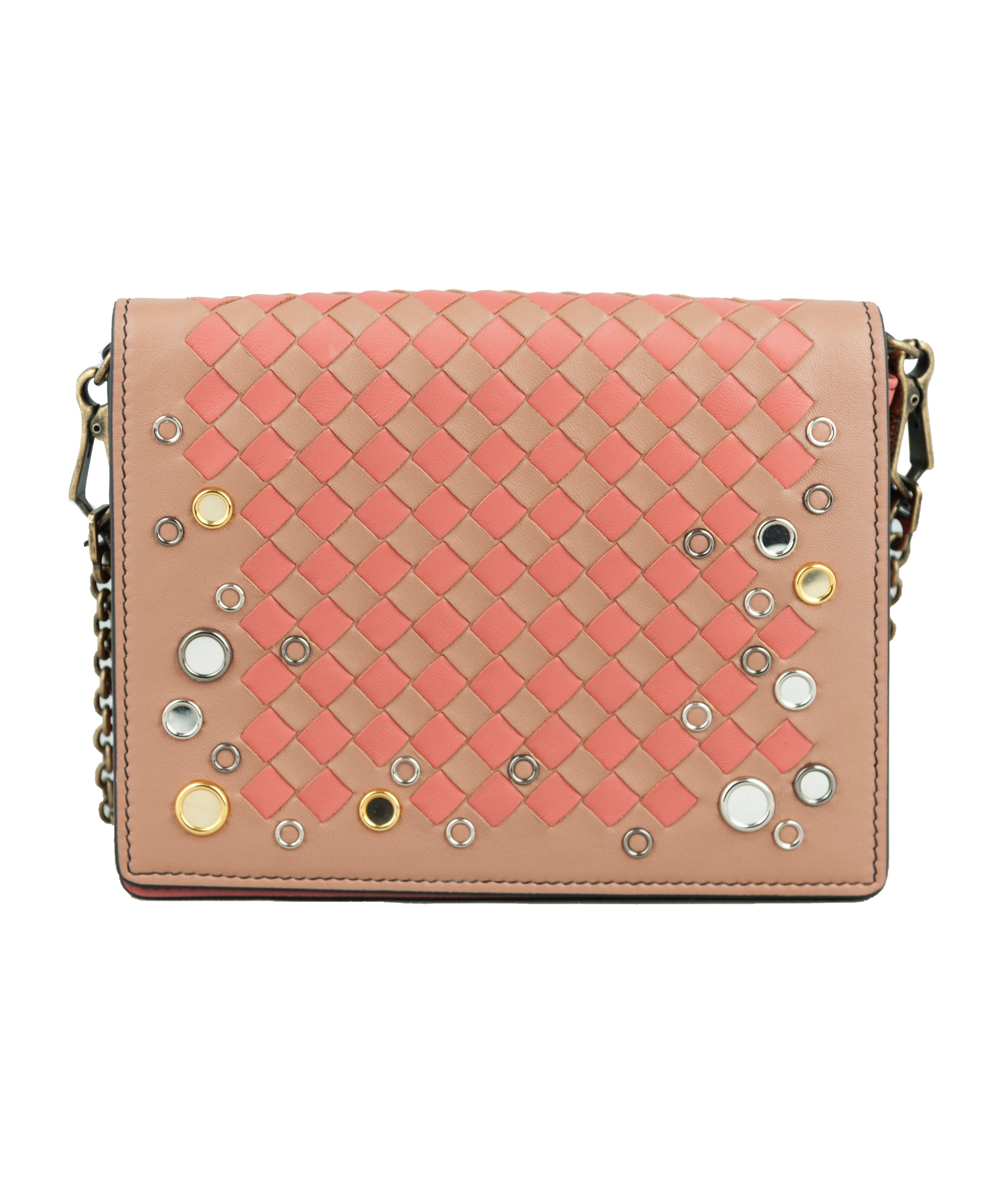 Bottega Veneta Wallet on chain Parme in pink leather