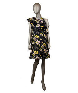 Giambattista Valli Abito nero con fantasia fiori gialli e rosa - Tg. 44 -  lesleyluxuryvintage