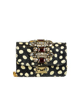 Load image into Gallery viewer, Gedebe Borsa a tracolla effetto pitone nero a pois con strass
