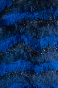 Odeeh Gonna longuette in lurex con frange diagonali blu e nero - Tg. 40 -  lesleyluxuryvintage