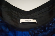 Load image into Gallery viewer, Odeeh Gonna longuette in lurex con frange diagonali blu e nero - Tg. 40 -  lesleyluxuryvintage
