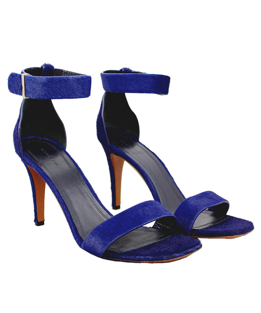 Celine Sandali con tacco in cavallino blu con cinturino - N. 40