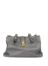 Load image into Gallery viewer, Bottega Veneta Borsa Roma in pelle intrecciata grigia
