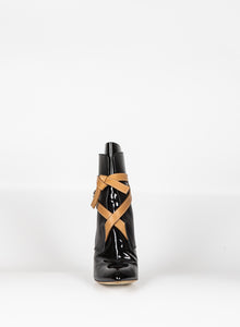 Louis Vuitton Stivaletti neri con lacci in pelle cognac - N. 36