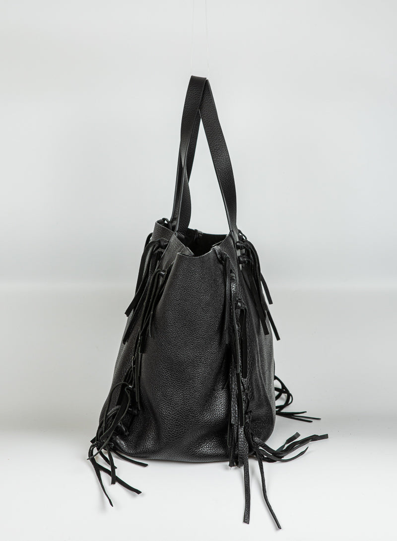 Valentino Shopper in pelle nera con frange