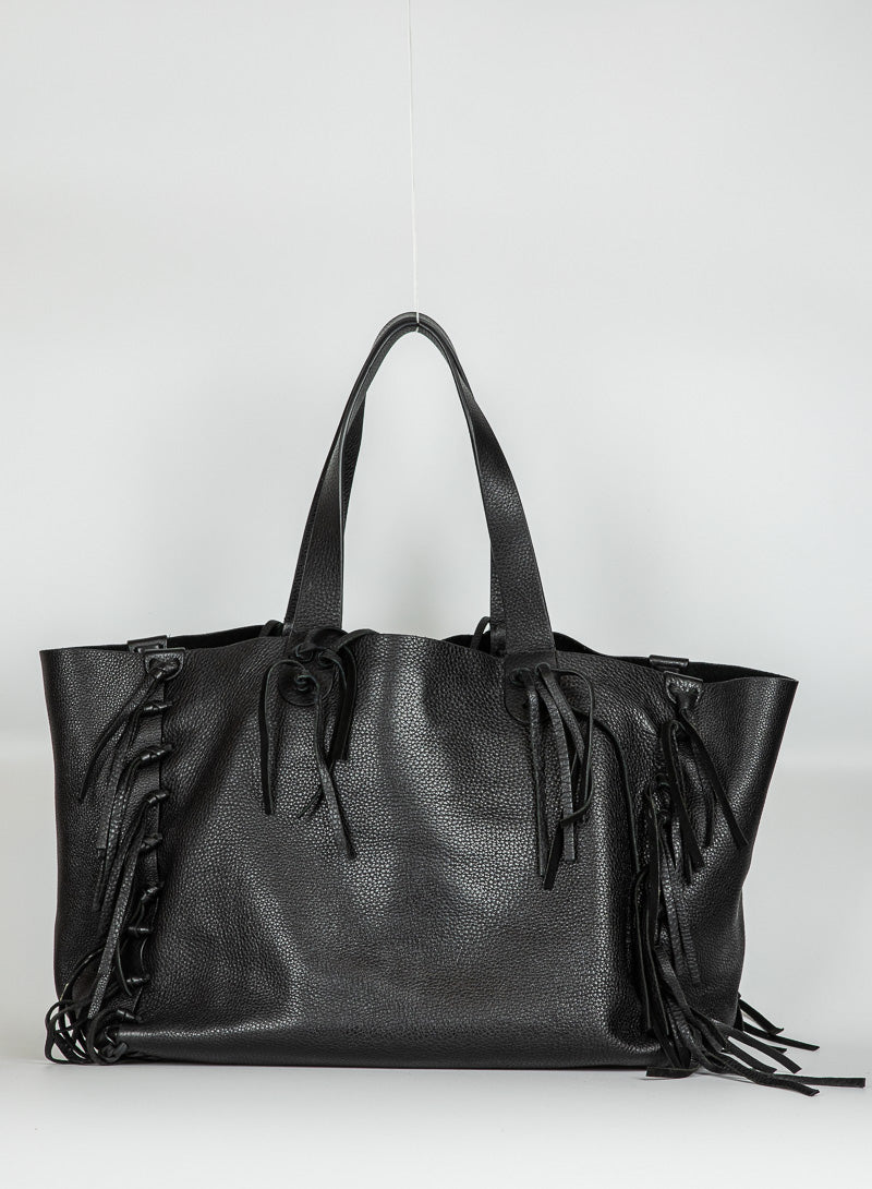 Valentino Shopper in pelle nera con frange