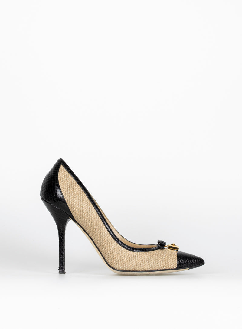 Dolce &amp; Gabbana Pumps in raffia and black toe - N. 38