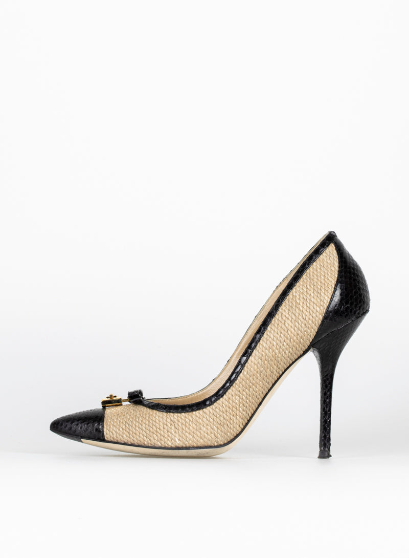 Dolce &amp; Gabbana Pumps in raffia and black toe - N. 38