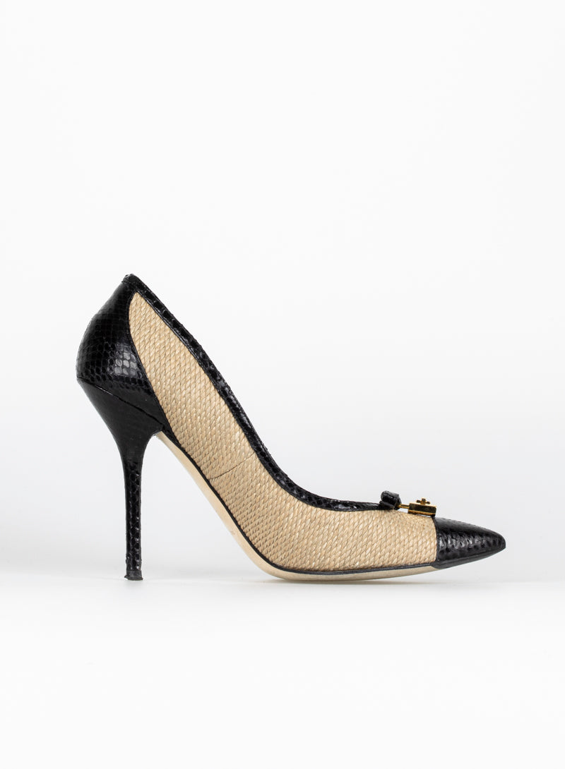 Dolce &amp; Gabbana Pumps in raffia and black toe - N. 38