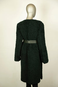 Celine Montone lungo verde muschio con cintura - Tg. 40 -  lesleyluxuryvintage