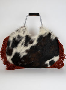 MARNI Borsa in cavallino bianco con frange