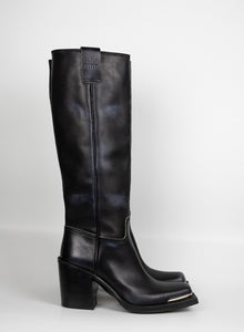 Miu Miu Stivali con tacco in pelle nera - N. 37 cm