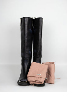 Miu Miu Stivali con tacco in pelle nera - N. 37 cm