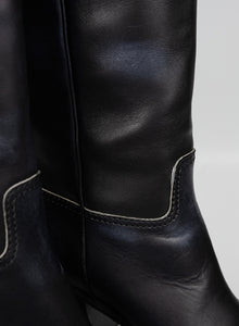 Miu Miu Stivali con tacco in pelle nera - N. 37 cm