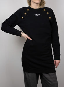 Balmain Felpa lunga nera con logo - Tg. 40