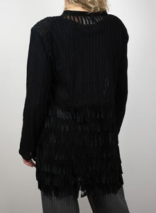 CabanRomantic Black suede duster coat with fringes - Size. 44