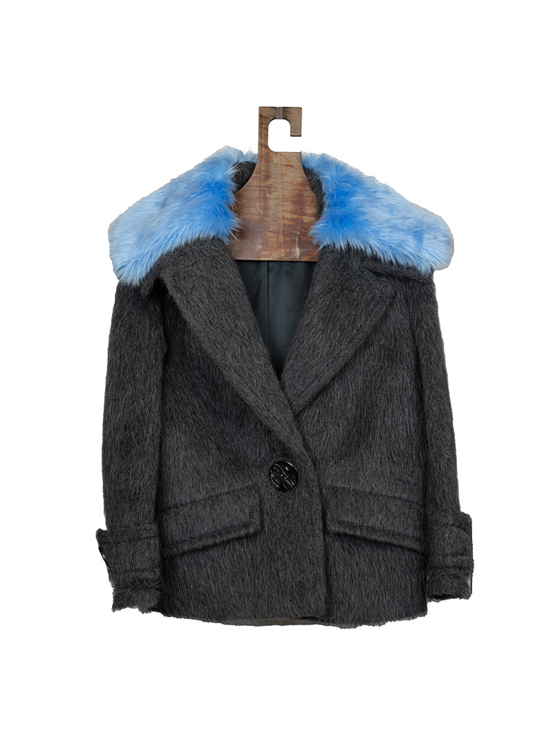 Prada Cappottino grigio con collo azzurro - Tg. 38