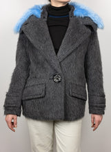 Load image into Gallery viewer, Prada Cappottino grigio con collo azzurro - Tg. 38
