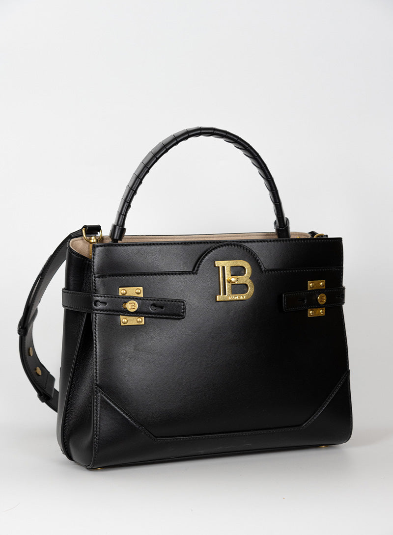 Balmain Borsa rettangolare in pelle nera