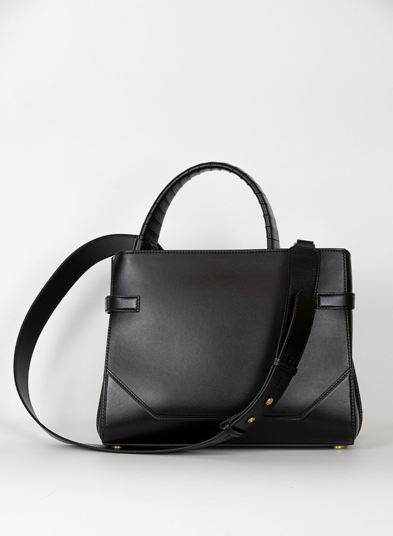 Balmain Borsa rettangolare in pelle nera