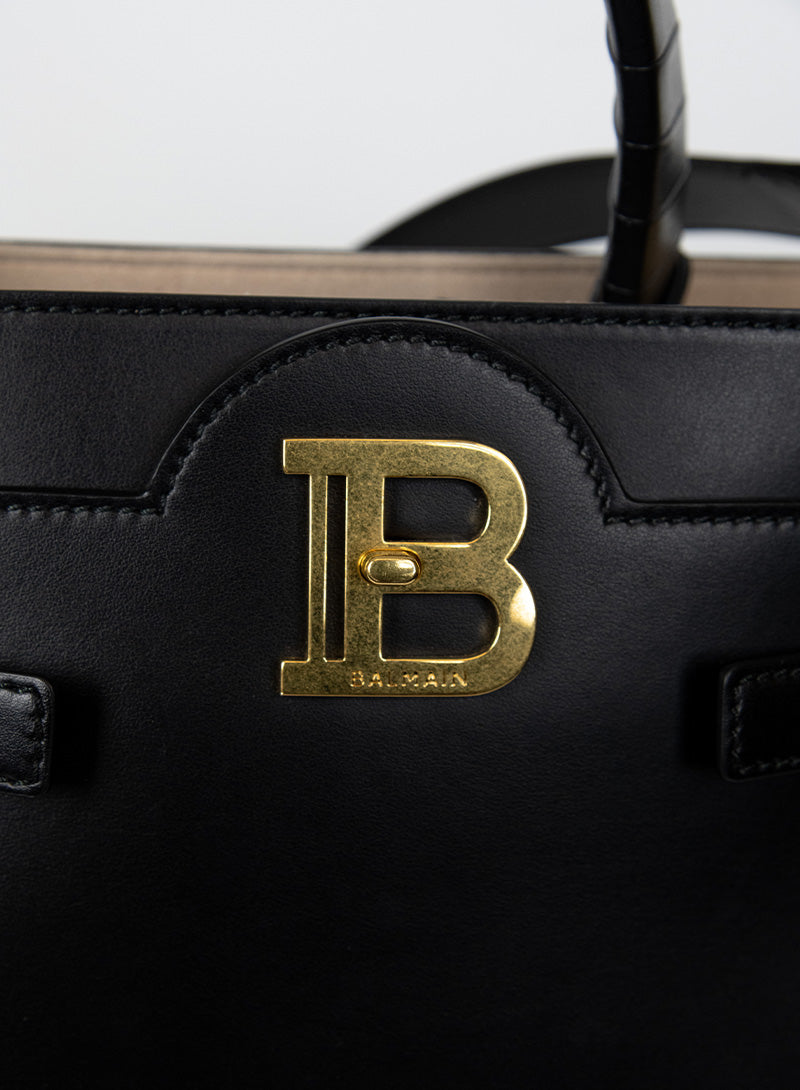 Balmain Borsa rettangolare in pelle nera