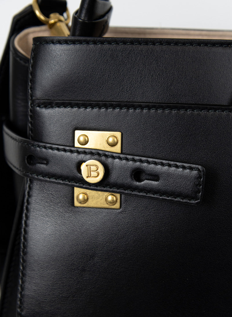 Balmain Borsa rettangolare in pelle nera