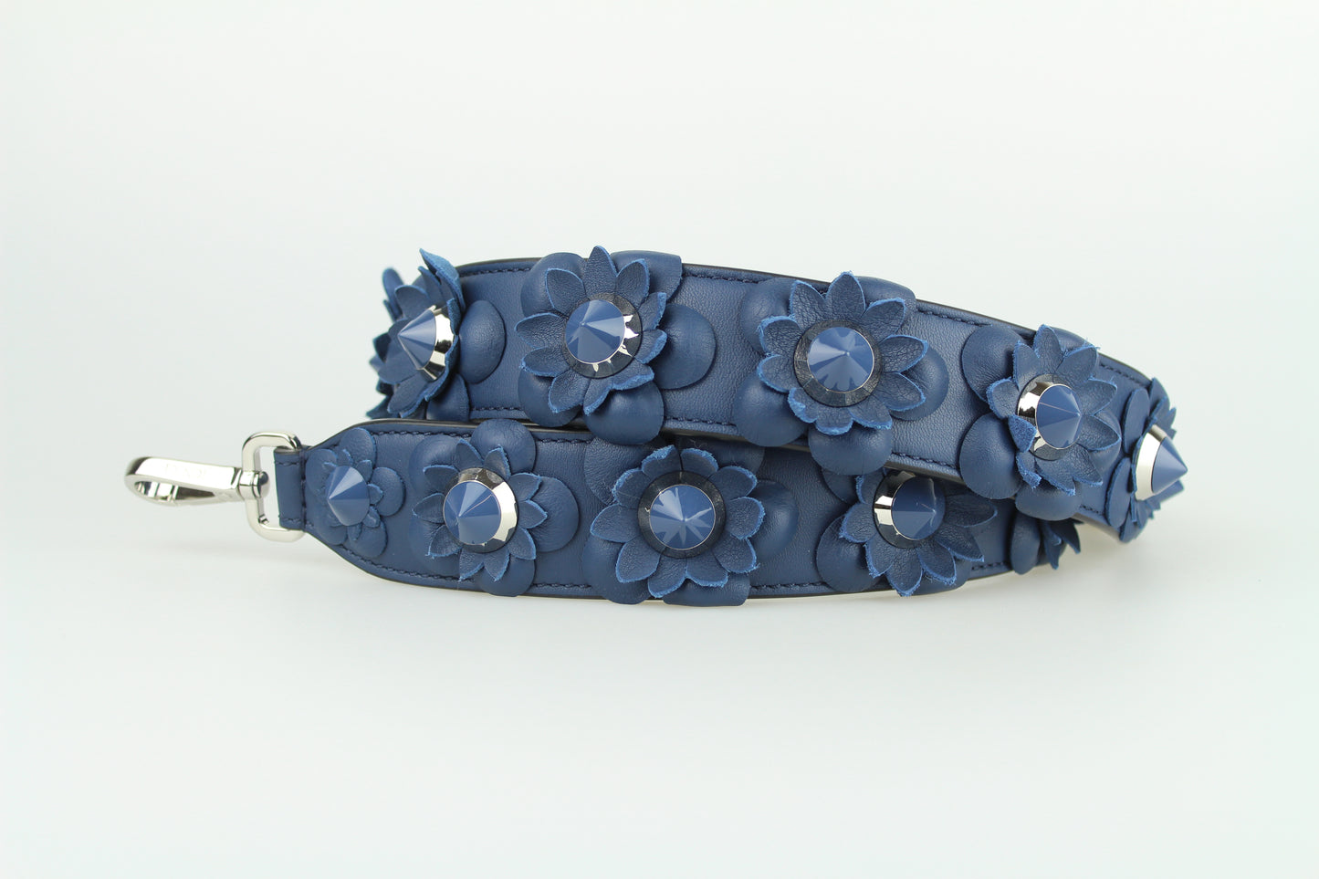 Fendi Shoulder bag strap in blue leather with flowers